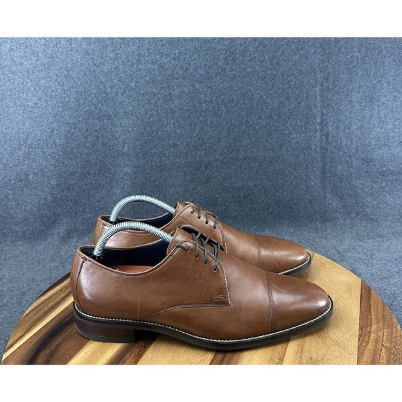 Cole Haan Dress Shoes Mens 8.5 Lenox Hill Oxford Brown Cap Toe Block Heel C11632 - Picture 1 of 10